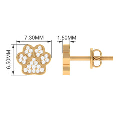 Real Diamond Cute Paw Stud Earrings