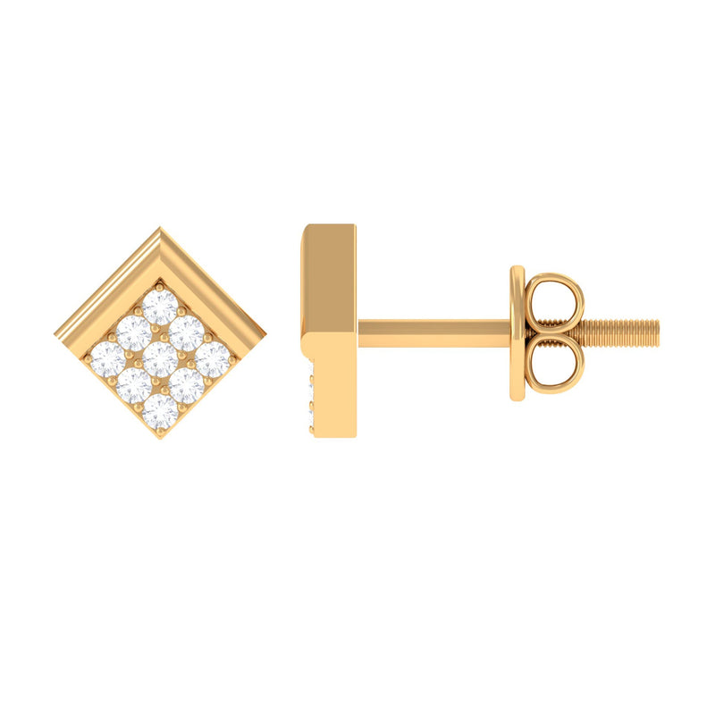 Natural Diamond Geometric Earrings with Screw Back