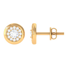 Certified Real Diamond Cluster Stud Earrings with Screw Back
