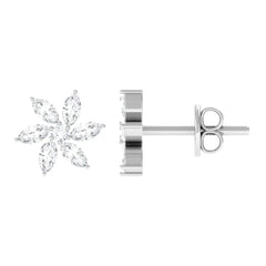 Natural Diamond Flower Earrings for Everyday
