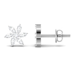 Natural Diamond Flower Earrings for Everyday