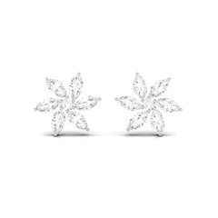 Natural Diamond Flower Earrings for Everyday
