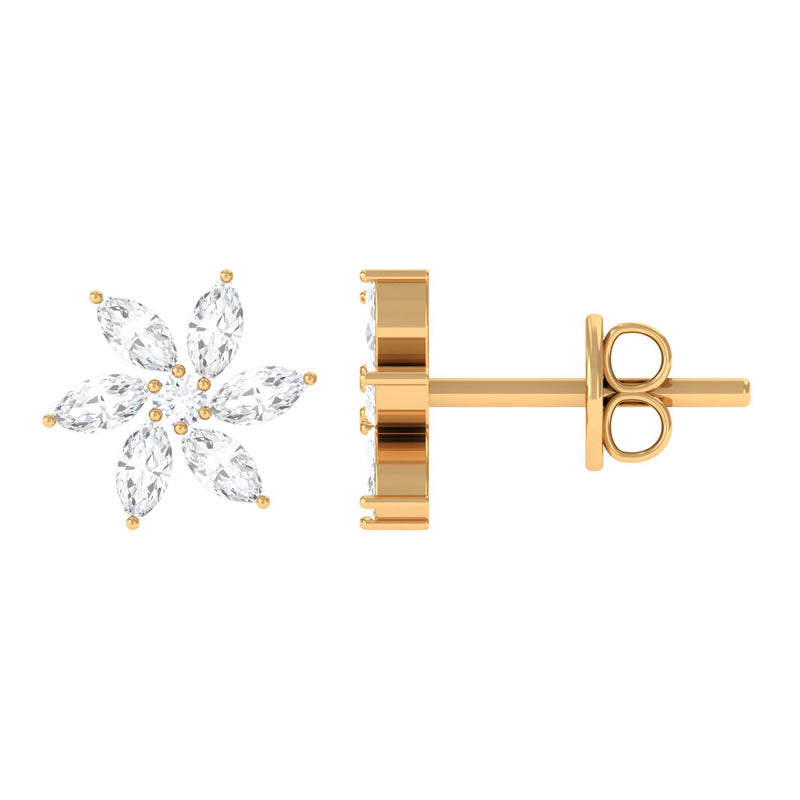 Natural Diamond Flower Earrings for Everyday