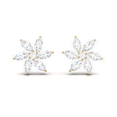 Natural Diamond Flower Earrings for Everyday