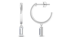 Natural Baguette Diamond Drop Hoop Earrings