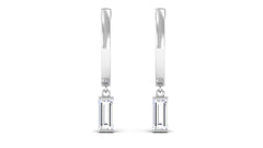 Natural Baguette Diamond Drop Hoop Earrings