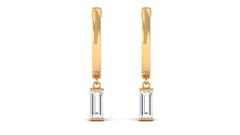 Natural Baguette Diamond Drop Hoop Earrings