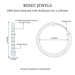 Natural Diamond Hoop Earrings For Women