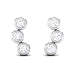 1/2 CT Bezel Set Round Moissanite Three Stone Stud Earrings