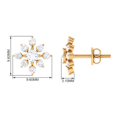 Certified Moissanite Floral Stud Earrings for Women