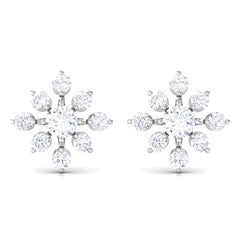Certified Moissanite Floral Stud Earrings for Women