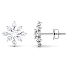 Certified Moissanite Floral Stud Earrings for Women