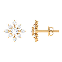 Certified Moissanite Floral Stud Earrings for Women