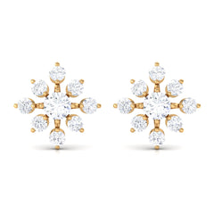 Certified Moissanite Floral Stud Earrings for Women