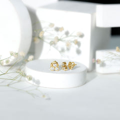 Bezel Set Round Cut Moissanite Three Stone Stud Earrings