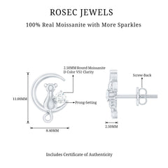 Certified Cat Moon Earrings with Moissanite