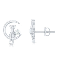 Certified Cat Moon Earrings with Moissanite