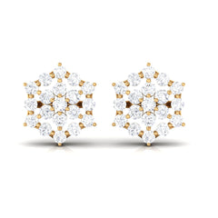Certified Moissanite Flower Cluster Earrings with Screw Back