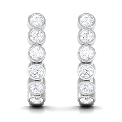 3/4 CT Bezel Set Round Moissanite Simple J Hoop Earrings