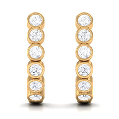 3/4 CT Bezel Set Round Moissanite Simple J Hoop Earrings