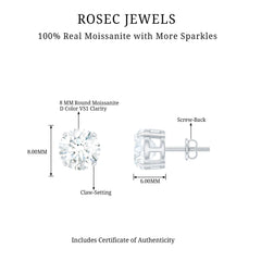 2 Carat Round Cut Moissanite Solitaire Stud Earrings