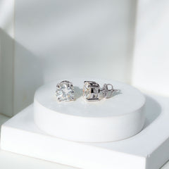 2 Carat Round Cut Moissanite Solitaire Stud Earrings
