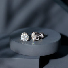 2 Carat Round Cut Moissanite Solitaire Stud Earrings