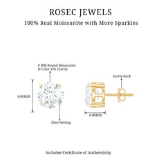 2 Carat Round Cut Moissanite Solitaire Stud Earrings