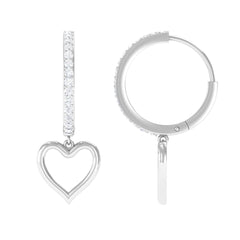 Certified Moissanite Heart Drop Hoop Earrings for Women