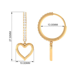 Certified Moissanite Heart Drop Hoop Earrings for Women