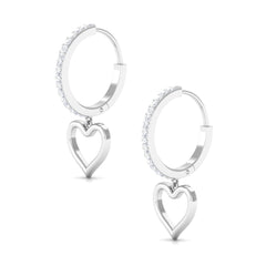 Certified Moissanite Heart Drop Hoop Earrings for Women