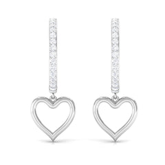 Certified Moissanite Heart Drop Hoop Earrings for Women