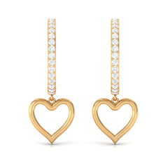 Certified Moissanite Heart Drop Hoop Earrings for Women