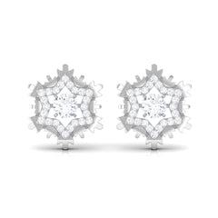 Certified Moissanite Snowflake Earrings for Women