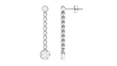 1 CT Round Moissanite Dangle Chain Earrings in Gold