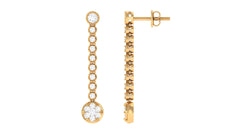1 CT Round Moissanite Dangle Chain Earrings in Gold