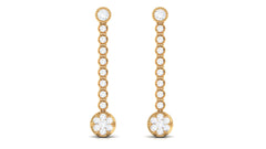 1 CT Round Moissanite Dangle Chain Earrings in Gold