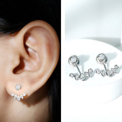 Bezel Set Certified Moissanite Ear Jacket Earrings for Women