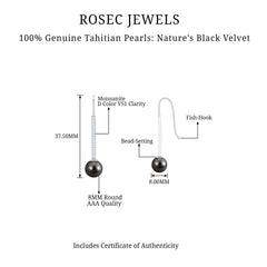 Tahitian Pearl Dangle Earrings with Moissanite Stones