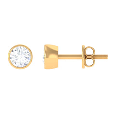 Bezel Set Round Shape Solitaire Moissanite Stud Earrings