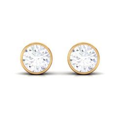 Bezel Set Round Shape Solitaire Moissanite Stud Earrings