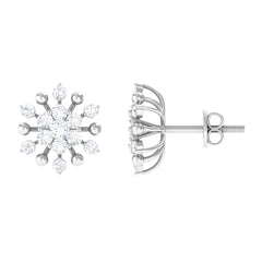 3/4 CT Moissanite Floral Cluster Stud Earrings