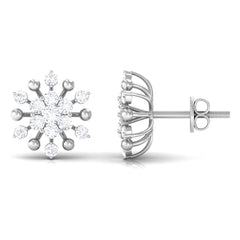 3/4 CT Moissanite Floral Cluster Stud Earrings