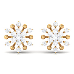 3/4 CT Moissanite Floral Cluster Stud Earrings