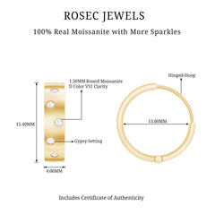 Certified Moissanite Hinged Hoop Earrings
