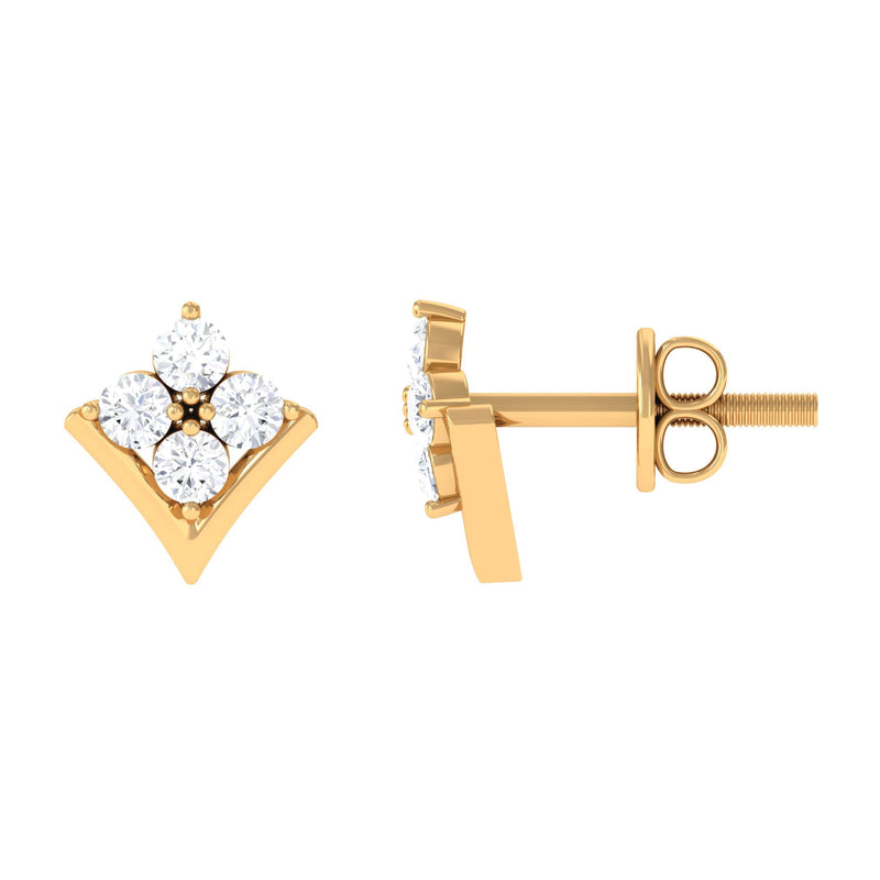 0.5 CT Certified Moissanite Flower Stud Earrings in Gold