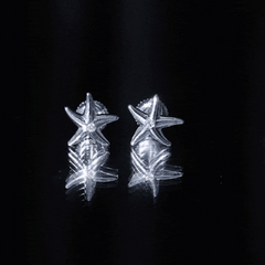 Bezel Set Round Moissanite Starfish Stud Earrings
