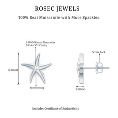 Bezel Set Round Moissanite Starfish Stud Earrings