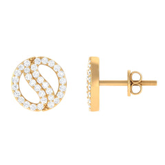 1/2 CT Classic Real Diamond Round Stud Earrings in Gold