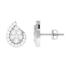 0.75 CT Real Diamond Designer Teardrop Stud Earrings